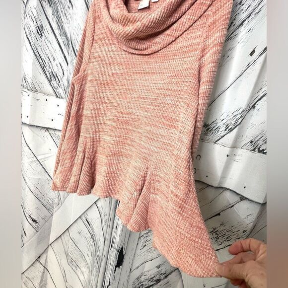 ANTHROPOLOGIE Postmark Waffle Knit Cowl Neck Long Sleeve Top M - Picture 3 of 6